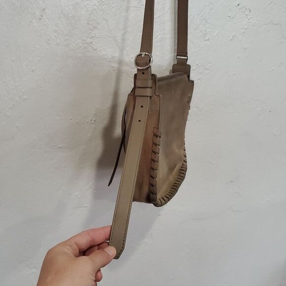 All Saints Ray Crossbody Nubuck Cow Leather Bag in Tan - Picture 4 of 16